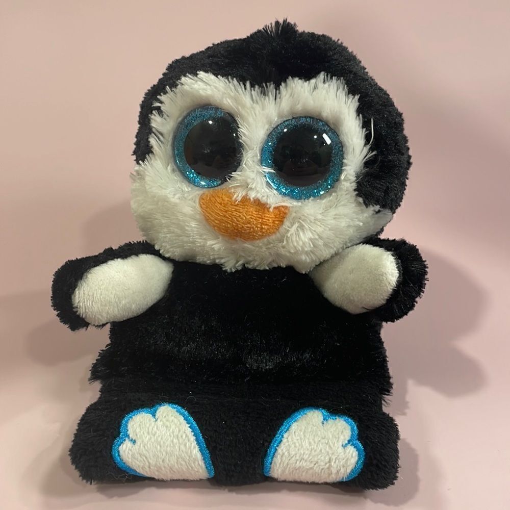 Ty Peek-A-Boo Penni Penguin 2015 Beanbag Plush Phone Holder Great Condition 4.5”